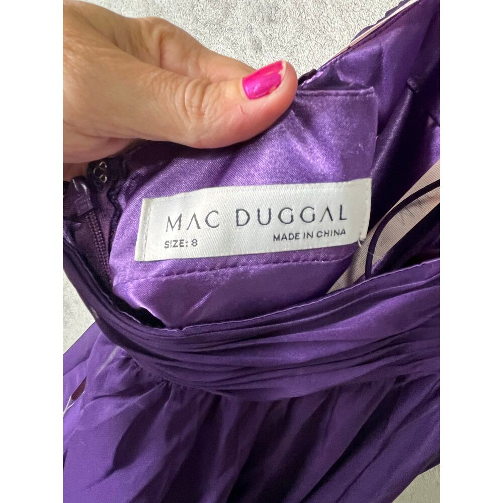 Mac Duggal Purple Ruffle Tiered Chiffon Cut-Out Evening Gown Maxi Dress 8 New - Picture 10 of 12